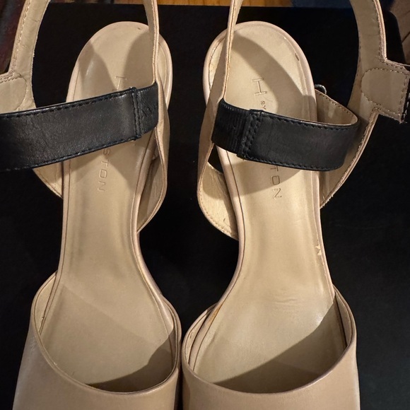 NWOT Size 11 Beige and Black 3” Leather Heels by Halston - Picture 3 of 16